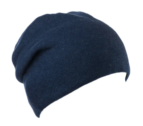 Hut isoliert auf weißem Hintergrund. Strickmütze. blauer Hut — Stockfoto