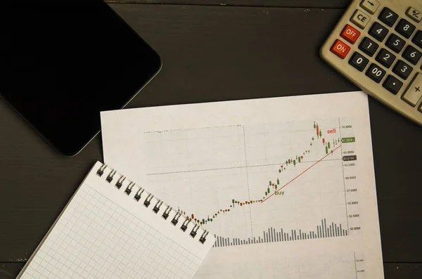 Aktienkurse und Charts auf Papier — Stockfoto