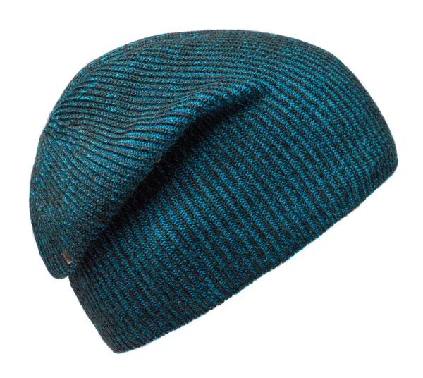 Καπέλο που απομονώνονται σε λευκό φόντο .knitted hat.blue καπέλο — Φωτογραφία Αρχείου