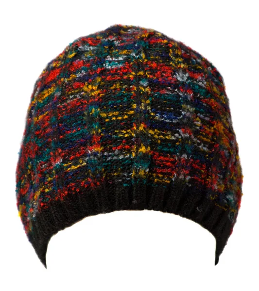 Шляпа изолированы на белом фоне .knitted hat.blue hat.multicol — стоковое фото