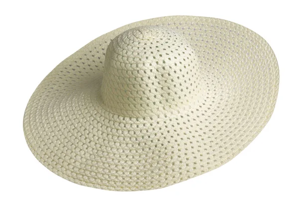 Жіночий капелюх ізольований на білому тлі. білий жіночий пляж — стокове фото