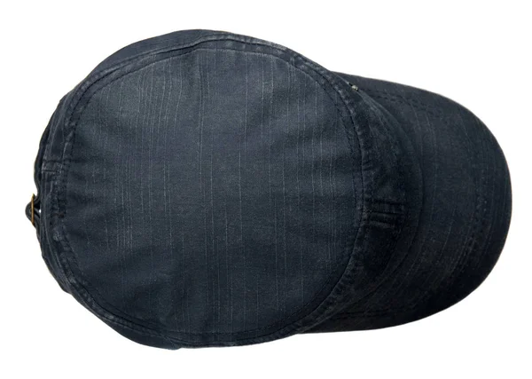 Джинсовая шляпа на белом фоне. Мбаппе с синим воротником — стоковое фото