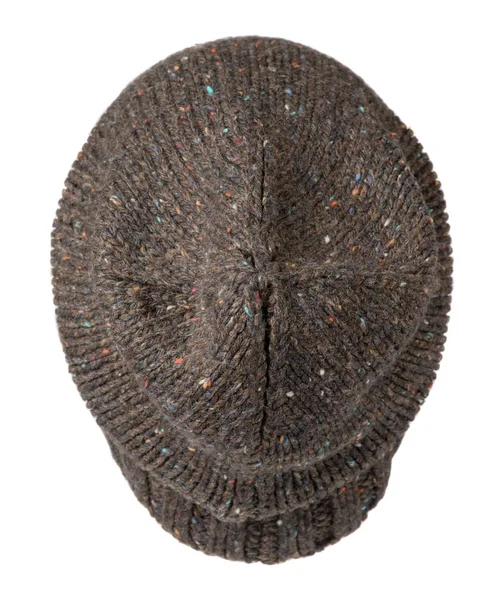 흰색 배경.knitted 모자에 고립 된 모자입니다. 갈색 모자 — 스톡 사진