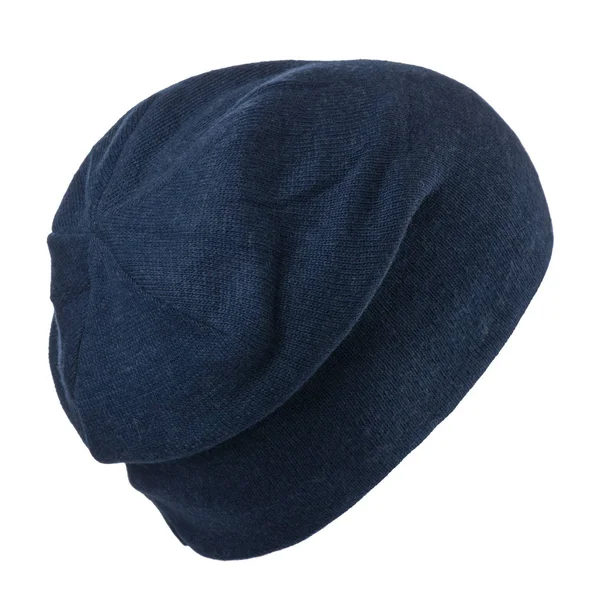 Sombrero aislado sobre fondo blanco. Sombrero de punto. sombrero azul — Foto de Stock