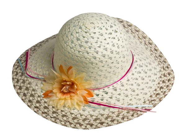 Cappello donna isolato su sfondo bianco. Cappello da spiaggia donna. co — Foto Stock