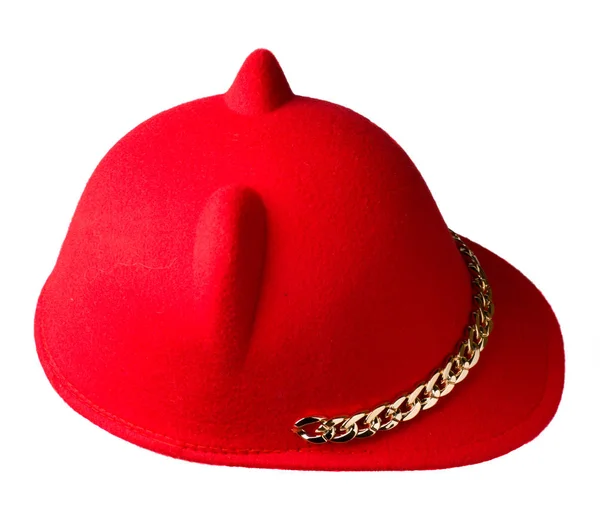 Chapeau de fedora. chapeau isolé sur fond blanc. chapeau rouge — Photo