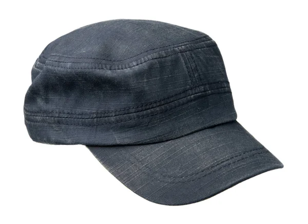 Chapeau isolé sur fond blanc. casquette avec une visière. casquette bleue — Photo
