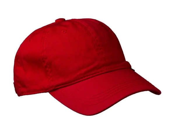 Chapeau isolé sur fond blanc. casquette avec une visière. capuchon rouge — Photo