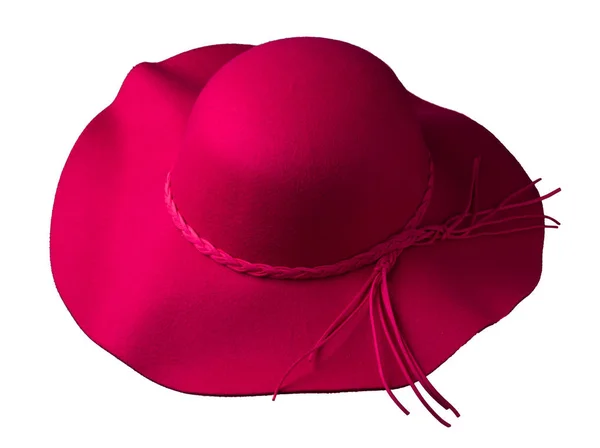 Fedora hoed. hoed geïsoleerd op een witte achtergrond. rode hoed — Stockfoto