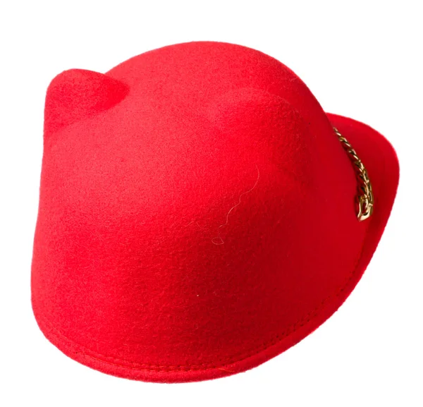 Καπέλο. καπέλο που απομονώνονται σε λευκό φόντο. κόκκινο καπέλο — Φωτογραφία Αρχείου