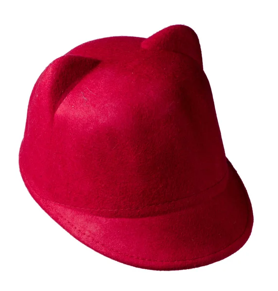 Chapéu fedora. chapéu isolado no fundo branco. chapéu vermelho — Fotografia de Stock