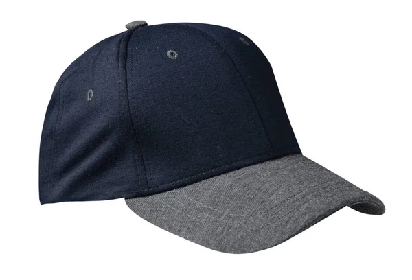 Chapéu isolado no chapéu background.blue branco com viseira cinza — Fotografia de Stock