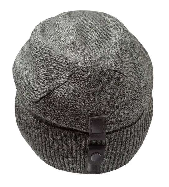 帽子 .knitted ハット ホワイト バック グラウンドに分離されました。灰色の帽子 — ストック写真