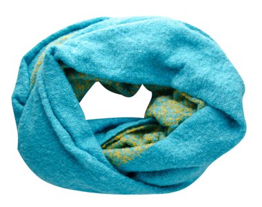   Beyaz arka plan üzerinde izole eşarp. Üstten Görünüm eşarp. Mavi yara