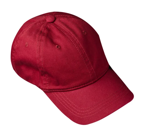 Mössa isolerad på vit bakgrund. Hatt med en visor.dark Röd hatt — Stockfoto