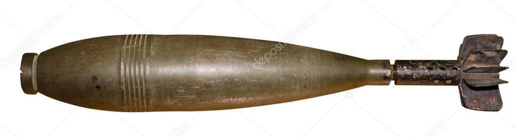 Aerial bomb isolated on white background. Old bomb. Aviation bom