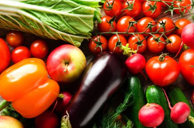 Taze sebze. Renkli sebze arka plan. Sağlıklı vegeta