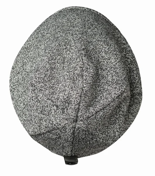 Cappello isolato su sfondo bianco .cappello lavorato a maglia .cappello grigio — Foto Stock