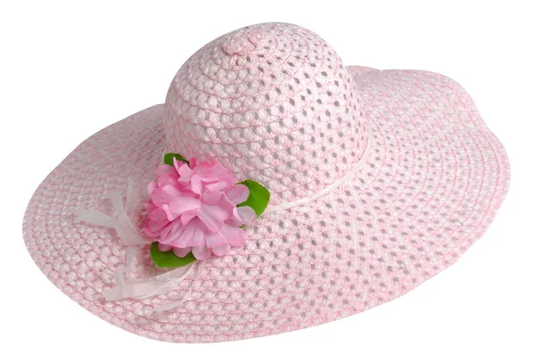 Женская шляпа на белом фоне. Женская пляжная шляпа. pi — стоковое фото