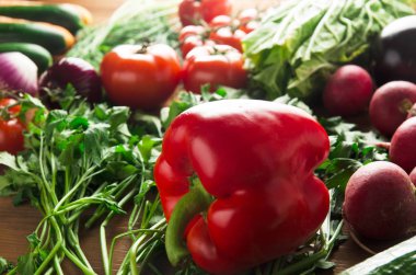 Taze sebze. Renkli sebze arka plan. Sağlıklı vegeta