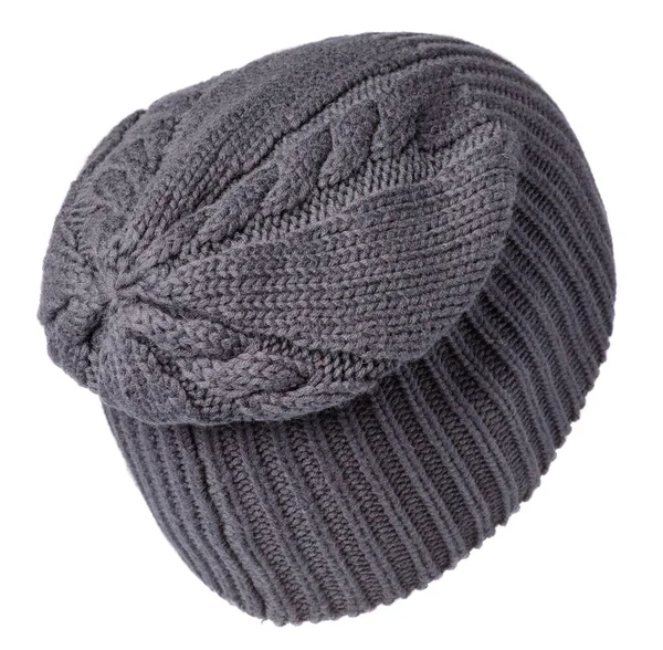 .knitted hat.blue ハット ホワイト バック グラウンドに分離された帽子 — ストック写真