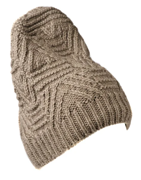 Hat som isolerad på vit bakgrund .knitted hat .biege hatt — Stockfoto