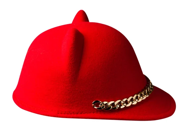 Chapeau de fedora. chapeau isolé sur fond blanc. chapeau rouge — Photo