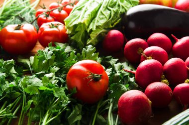 Taze sebze. Renkli sebze arka plan. Sağlıklı vegeta