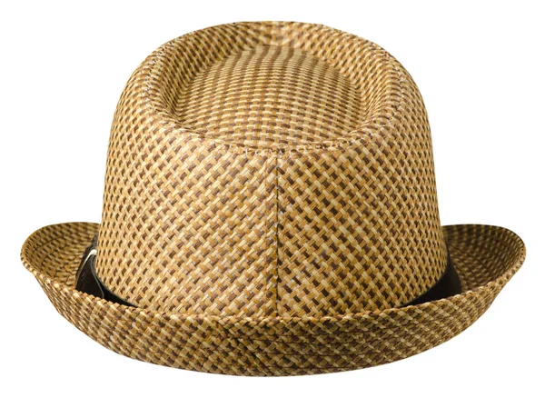 Muts met een .hat van de rand geïsoleerd op een witte achtergrond. bruine hoed — Stockfoto