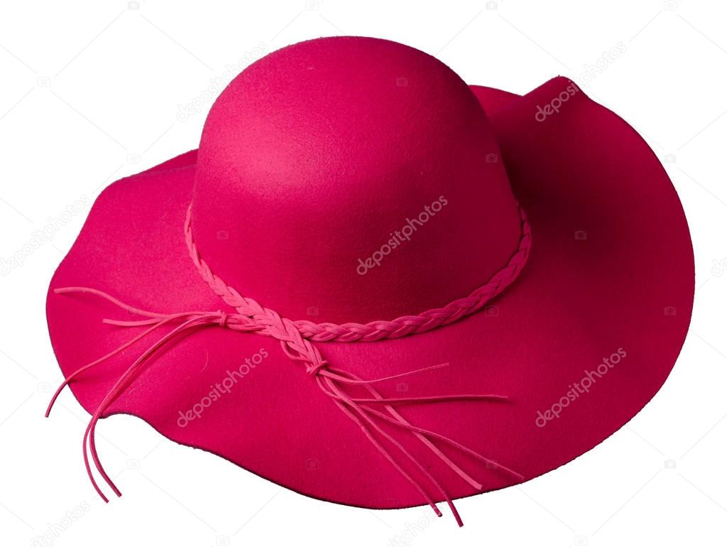   Women's hat felt isolated on white background .fashion hat fel