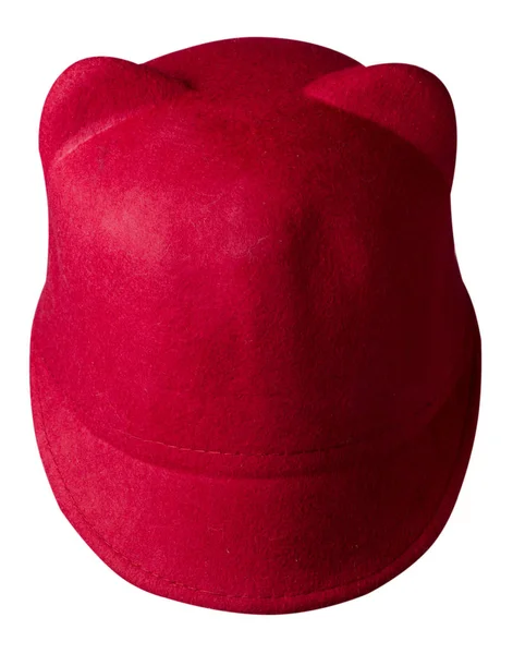 ソフト帽の帽子。白い背景で隔離の帽子。赤い帽子 — ストック写真