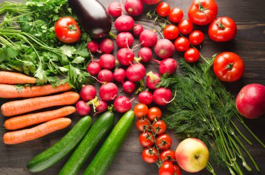 Taze sebze. Renkli sebze arka plan. Sağlıklı vegeta