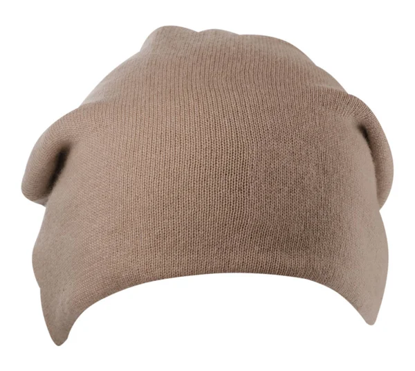 Hat som isolerad på vit bakgrund .knitted hat .brown hatt — Stockfoto