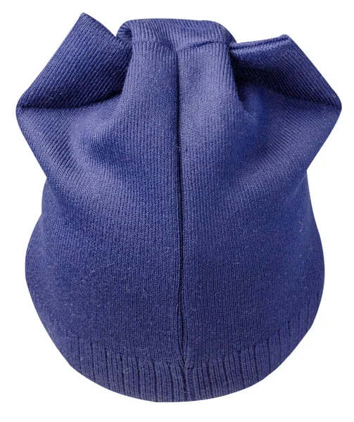 Kvinnors hatt. Stickad mössa isolerad på vit bakgrund. blå h — Stockfoto