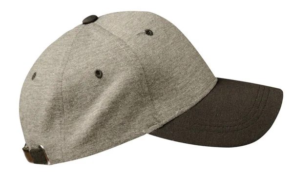 Gorra deportiva aislada sobre un fondo blanco. Gorra gris con negro —  Fotos de Stock