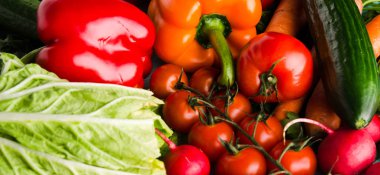 Taze sebze. Renkli sebze arka plan. Sağlıklı vegeta