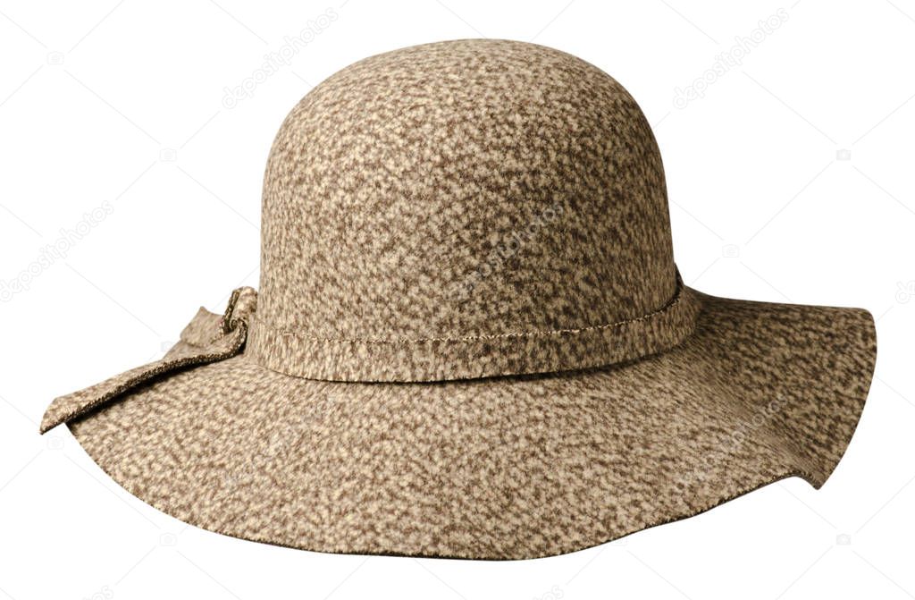  fedora hat. hat isolated on white background . brown hat