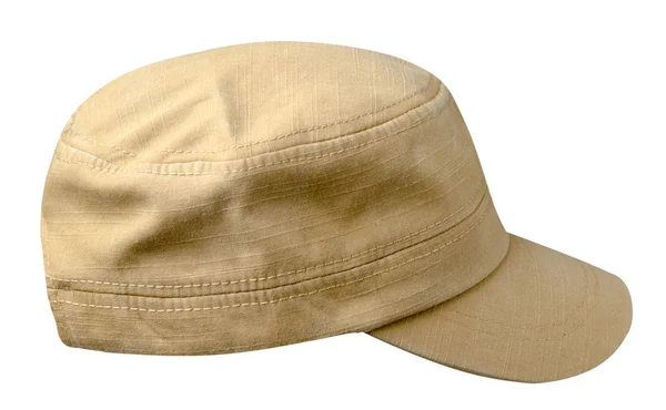 Chapeau isolé sur fond blanc. casquette avec une visière. casquette beige — Photo