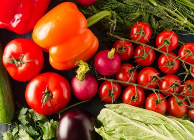 Taze sebze. Renkli sebze arka plan. Sağlıklı vegeta