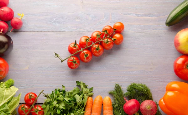 Verduras frescas. Fondo de verduras de colores. Vegeta saludable — Foto de Stock