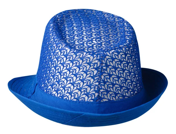 Chapeau avec un bord .hat isolé sur fond blanc .j chapeau bleu — Photo