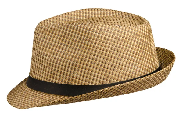 Hut mit Krempe. Hut isoliert auf weißem Hintergrund. braune Mütze — Stockfoto
