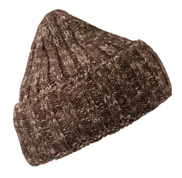 Čepice z izolovaných na bílém pozadí .knitted klobouk. hnědý klobouk — Stock fotografie