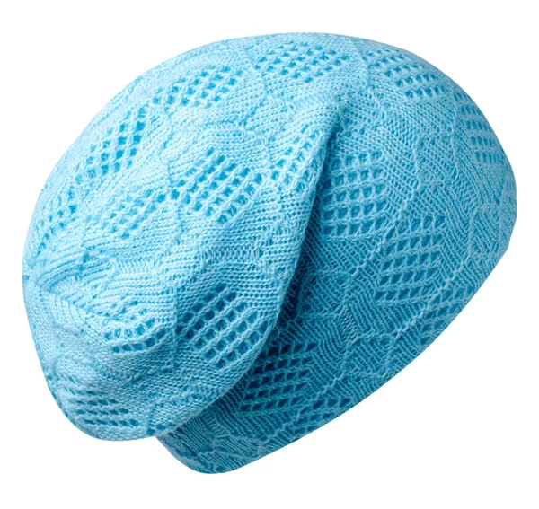 Chapéu feminino. chapéu de malha isolado no fundo branco. azul h — Fotografia de Stock