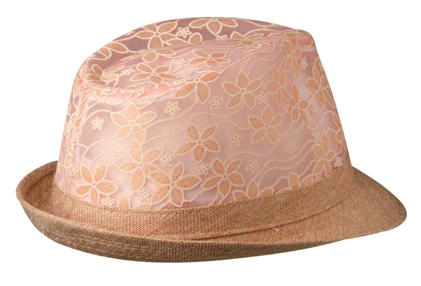 Chapéu com uma aba .hat isolado no fundo branco. chapéu bege — Fotografia de Stock