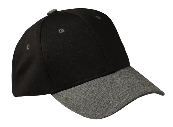 Gorra deportiva aislada sobre un fondo blanco gorra .black con visera gris — Foto de Stock