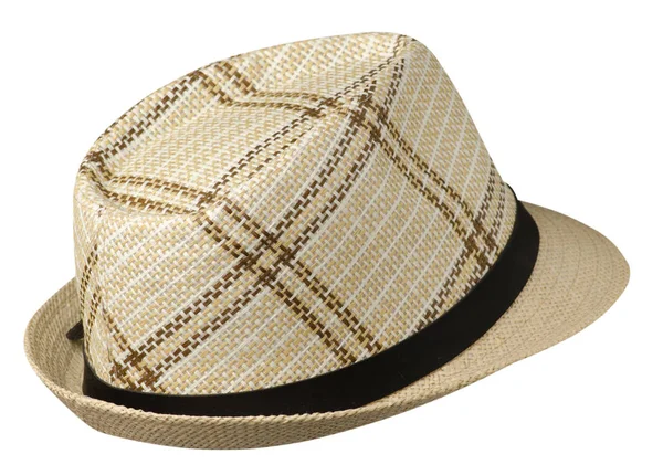 Sombrero con un ala .hat aislado sobre fondo blanco .beige sombrero — Foto de Stock