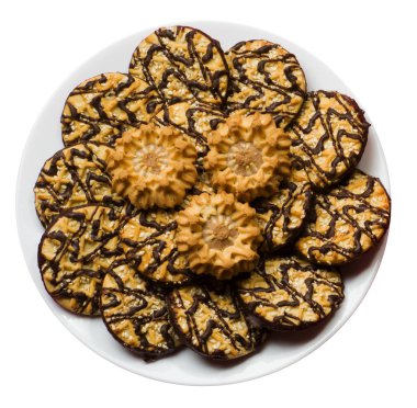      Çerezler üzerinde beyaz arka plan izole plakaları 