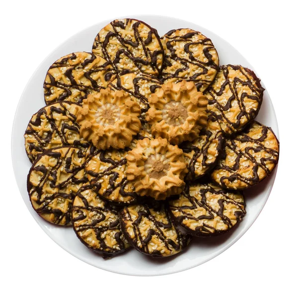      Çerezler üzerinde beyaz arka plan izole plakaları 