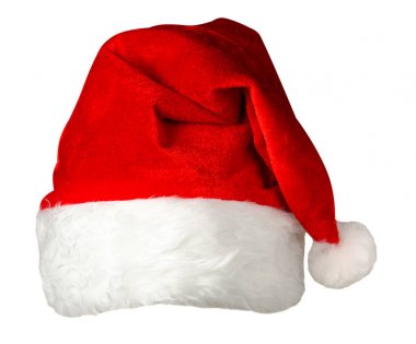 Beyaz arka plan üzerinde izole Noel Baba şapkası. 